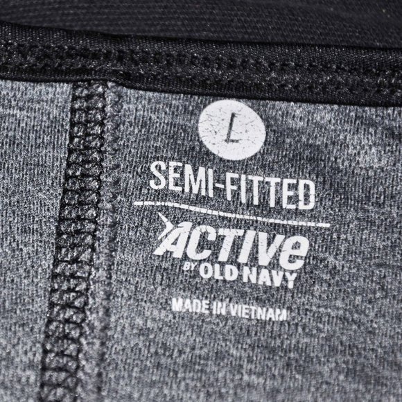 Active by Old Navy Charcoal & Black Semi Fitted Stretchy Racerback Workout Top - Picture 7 of 8